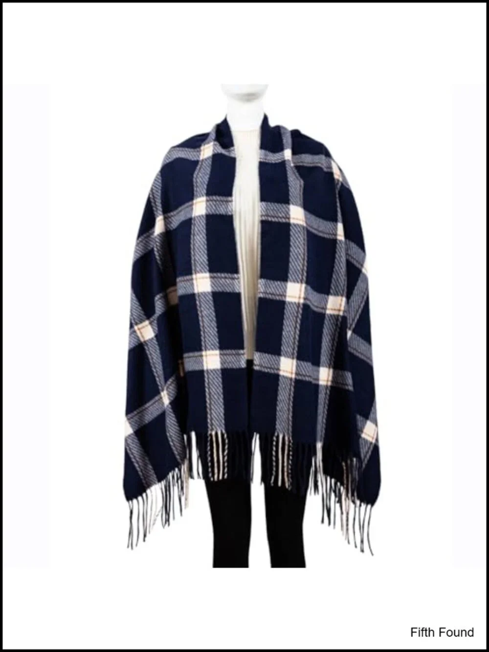 Oversized Plaid Scarf Cashmere Feel Shawl Wrap Tassel Winter